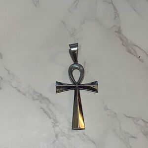 Silver Ankh Cross Pendant